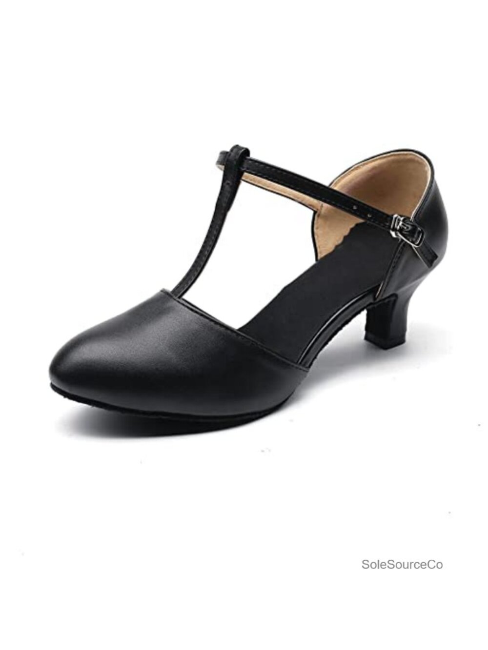 Women's Leather Latin Dance Pumps Low Heel Ballroom Wedding Shoes